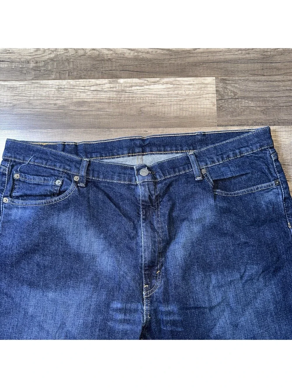Levi’s 505 Jeans Men’s 42x25 Dark Blue Straight Leg Button Fly Custom Hem